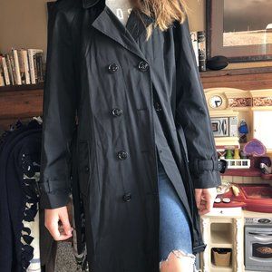 Super black, knee-length trench coat!
